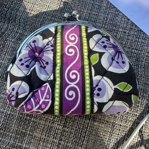 Floral Purple and Black Women's Vera Bradley double kiss lock